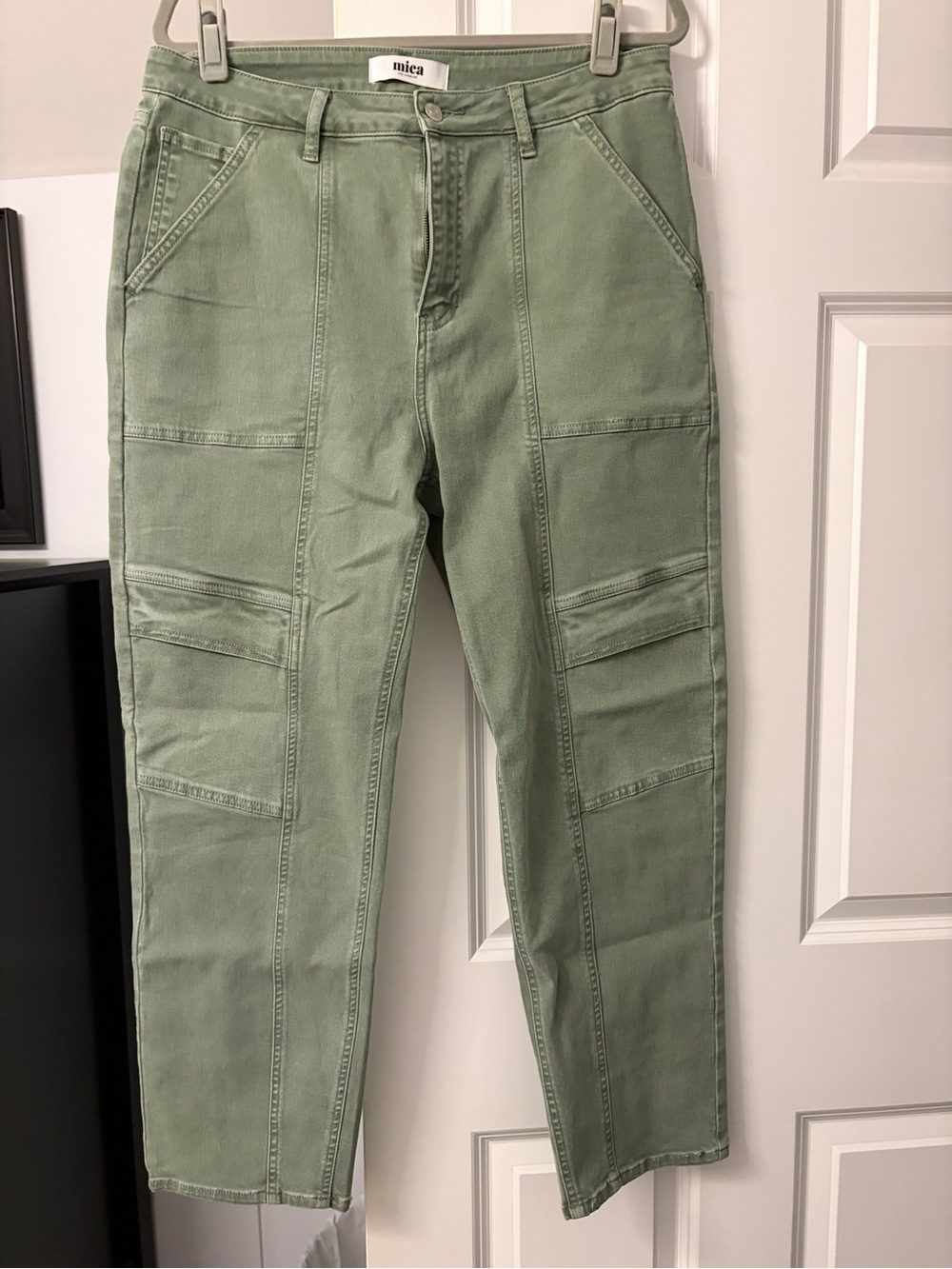 Olive Green Utility Jeans for Women, size 12 but fits 14